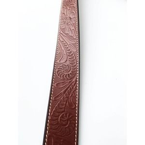 Western Floral Embossed Tooled Genuine Full Grain Leather Belt 5 Holes Size 44